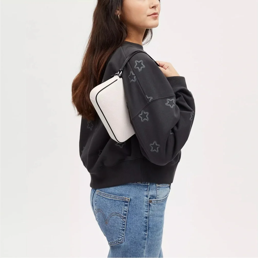 NWT Coach Nolita 19 Pebble Leather Large Wristlet Pochette Bag Chalk Black CP490 - Picture 9 of 9